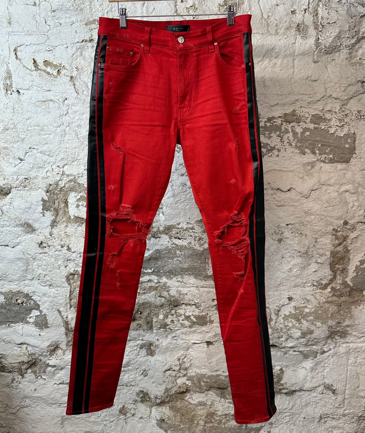 Amiri Black Stripe Red Jeans Sz 32
