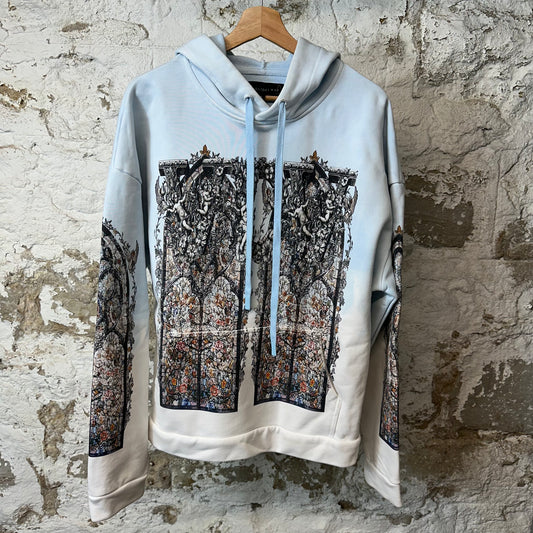 Who Decides War Stained Glass Flower Hoodie Blue Sz M