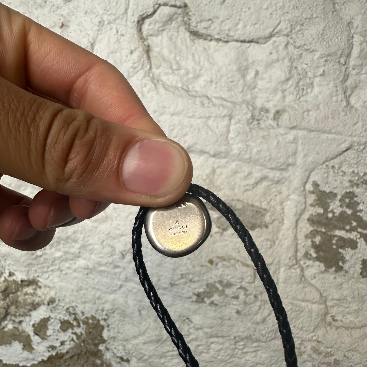 Gucci Black Braided Silver Pendant Necklace