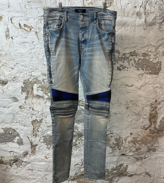Amiri MX2 Black Blue Patch Blue Denim Jeans Sz 33 DS
