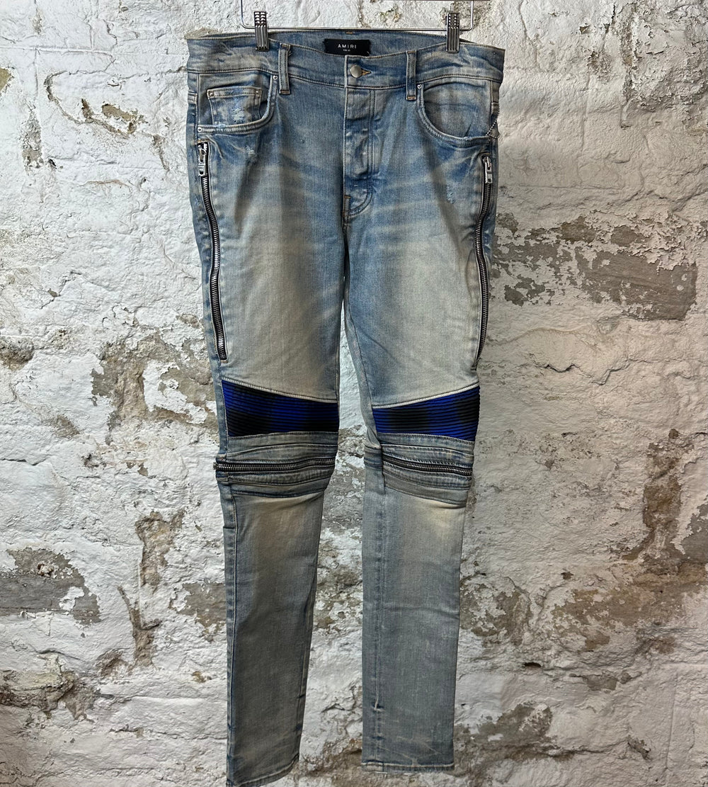 Amiri MX2 Black Blue Patch Blue Denim Jeans Sz 33 DS
