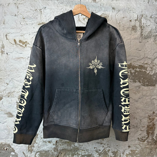 Vertabrae Tatoo Zip Up Hoodie Black Sz M (S)