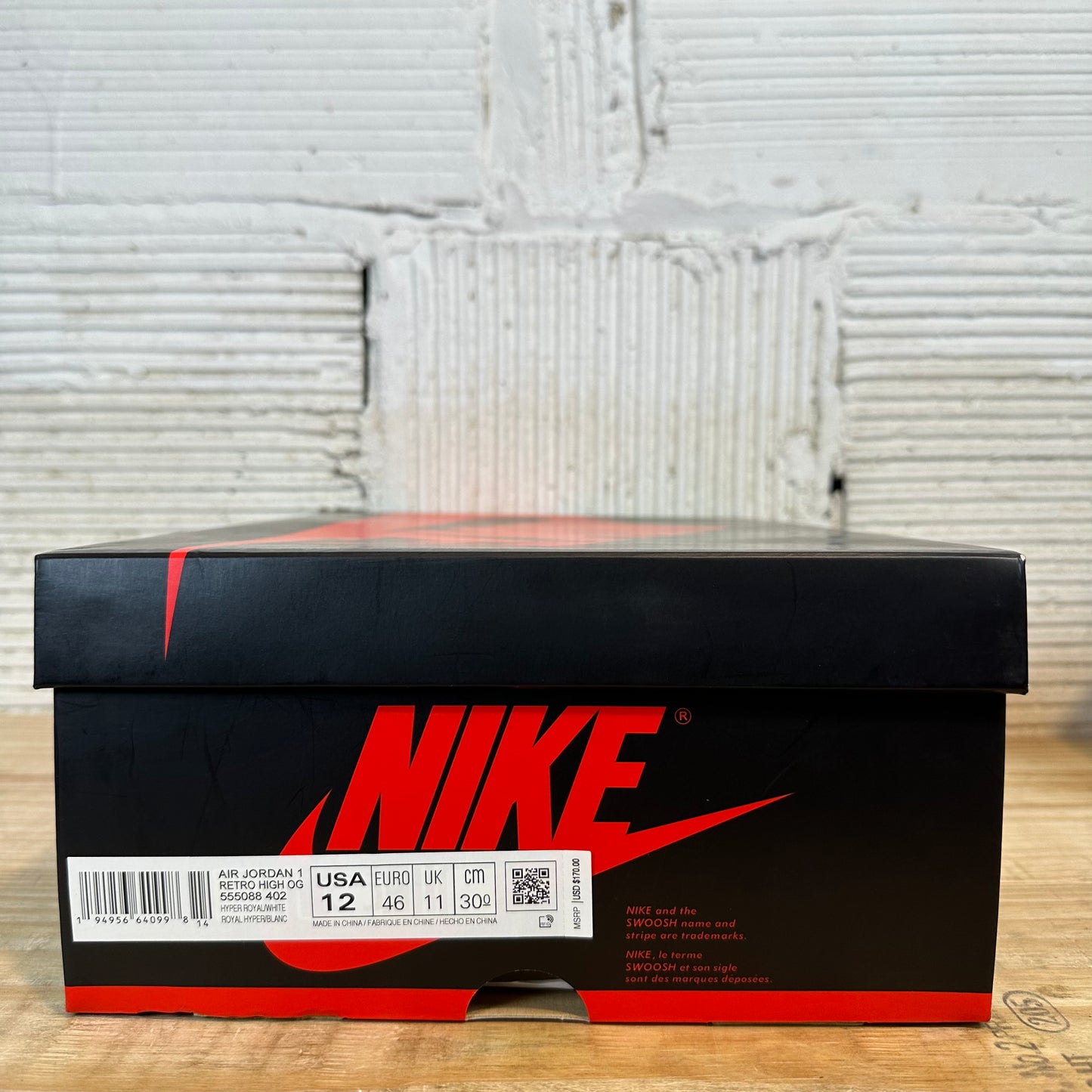 Air Jordan 1 High Hyper Royal Smoke Grey Sz 12 DS