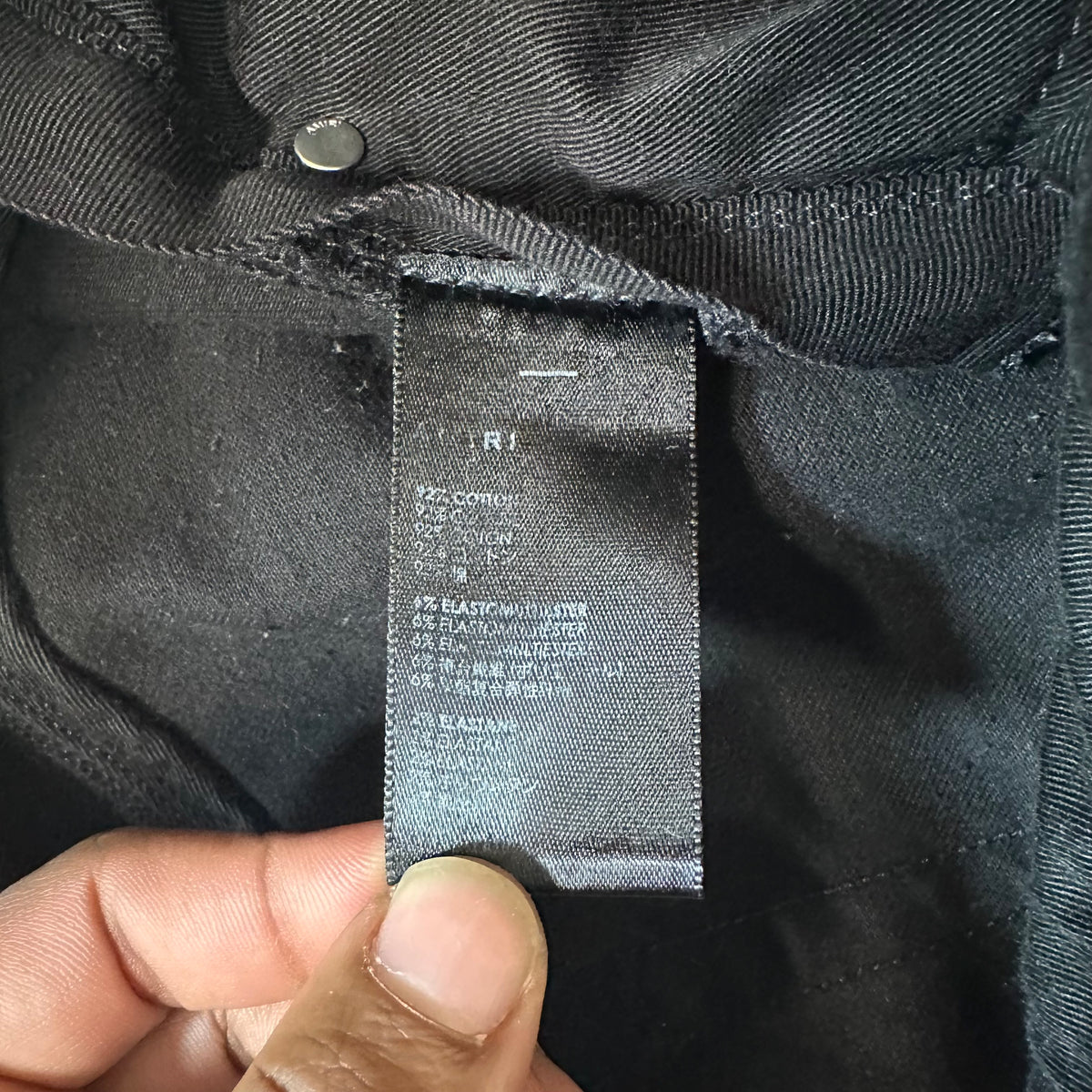 Amiri MX1 Black Leather Black Denim Jeans Sz 33