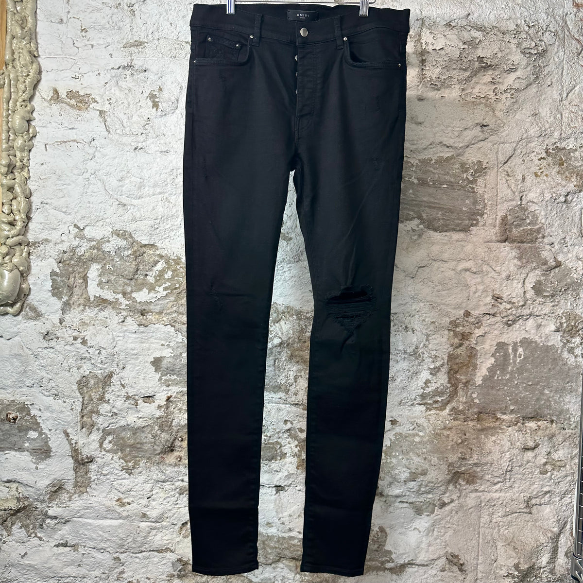 Amiri Knee Rip Black Denim Jeans Sz 36