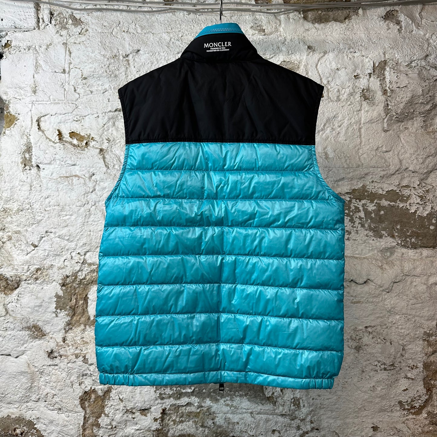 Moncler Ortac Logo Teal Blue Black Vest Sz M (2)
