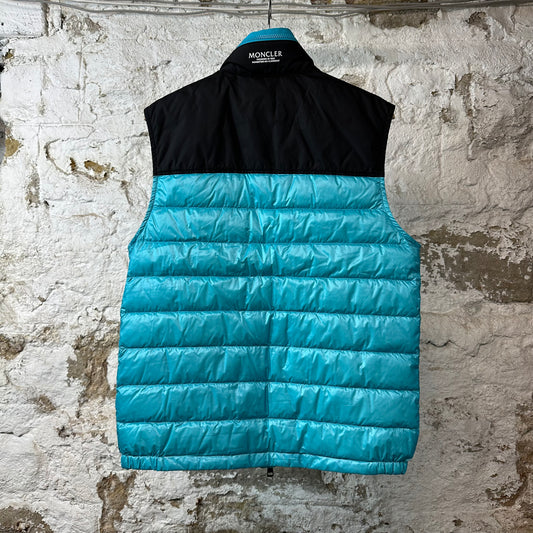 Moncler Ortac Logo Teal Blue Black Vest Sz M (2)