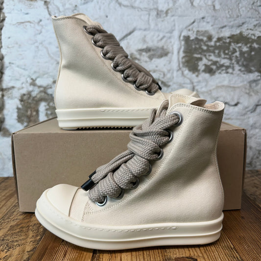 Rick Owens High Jumbo Lace Canvas Milk Sneaker DS