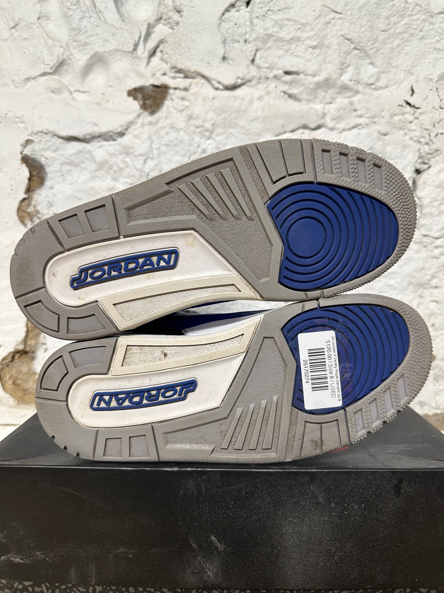 Air Jordan 3 Varsity Royal Cement Sz 8