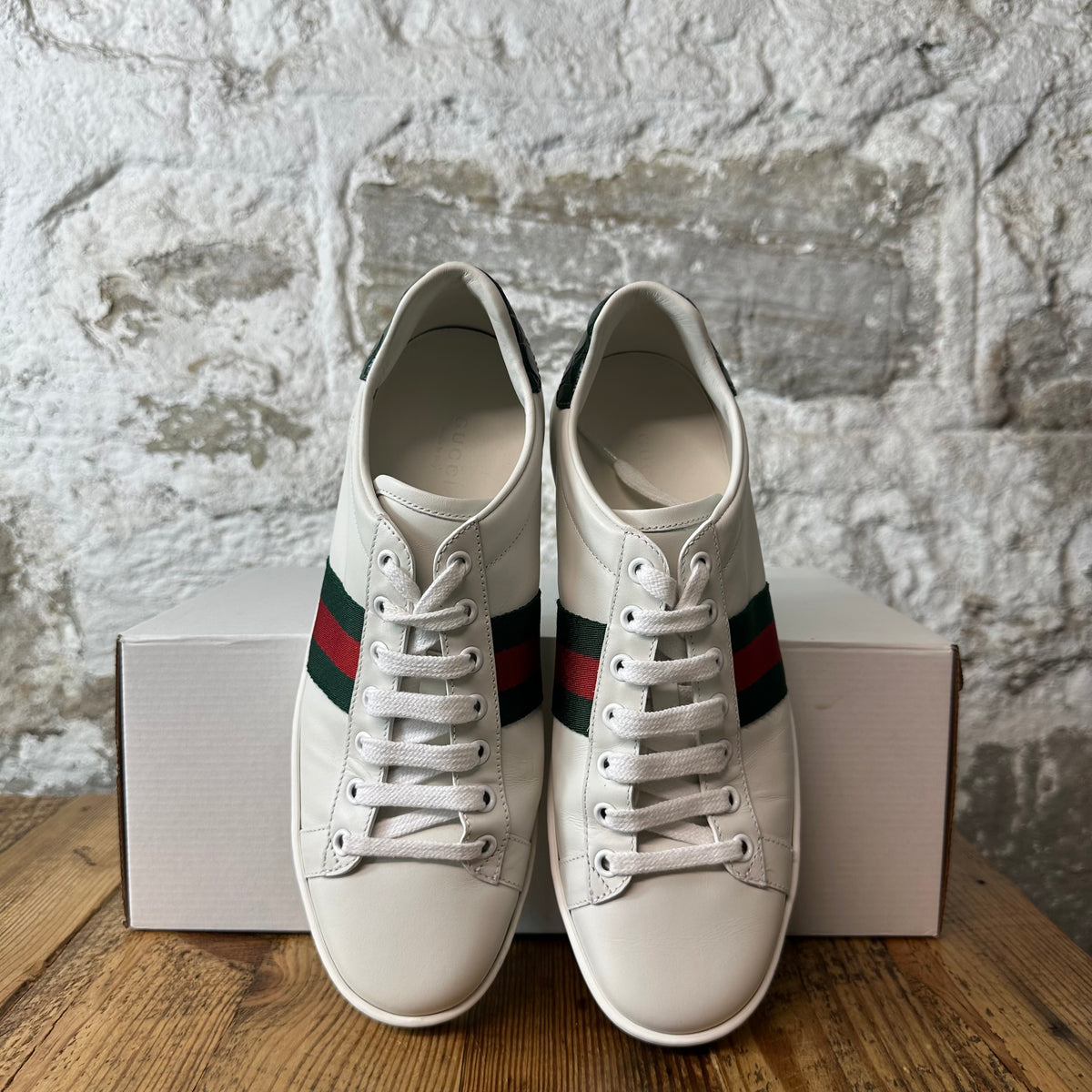 Gucci Green Tab White Ace Sneaker Sz 6.5 (39)