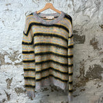 Marni Black Multicolor Stripe Mohair Crewneck Sz L (50)