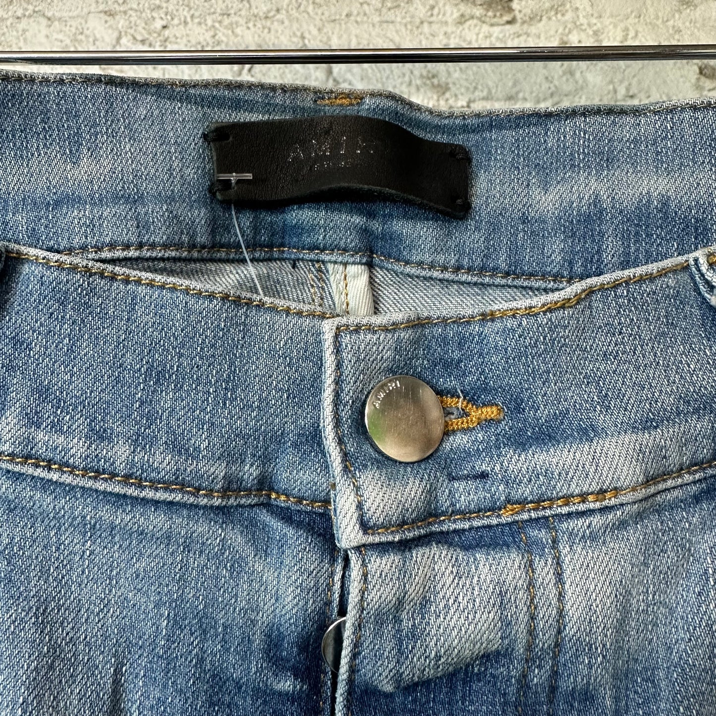 Amiri MX2 Multicolor Flannel Blue Denim Jeans Sz 32