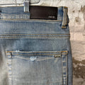 Amiri MX1 Cream Suede Blue Denim Jeans Sz 36