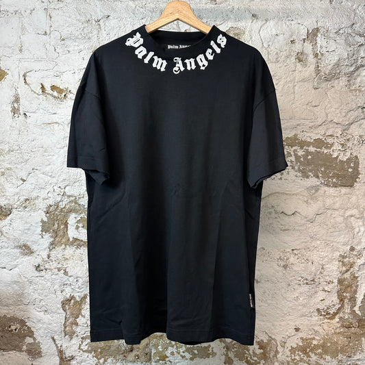Palm Angels White Neck Spell T-shirt Black Sz M