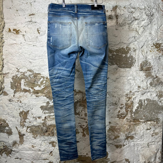 Amiri MX1 Sky Blue Cream Blue Denim Jeans Sz 32