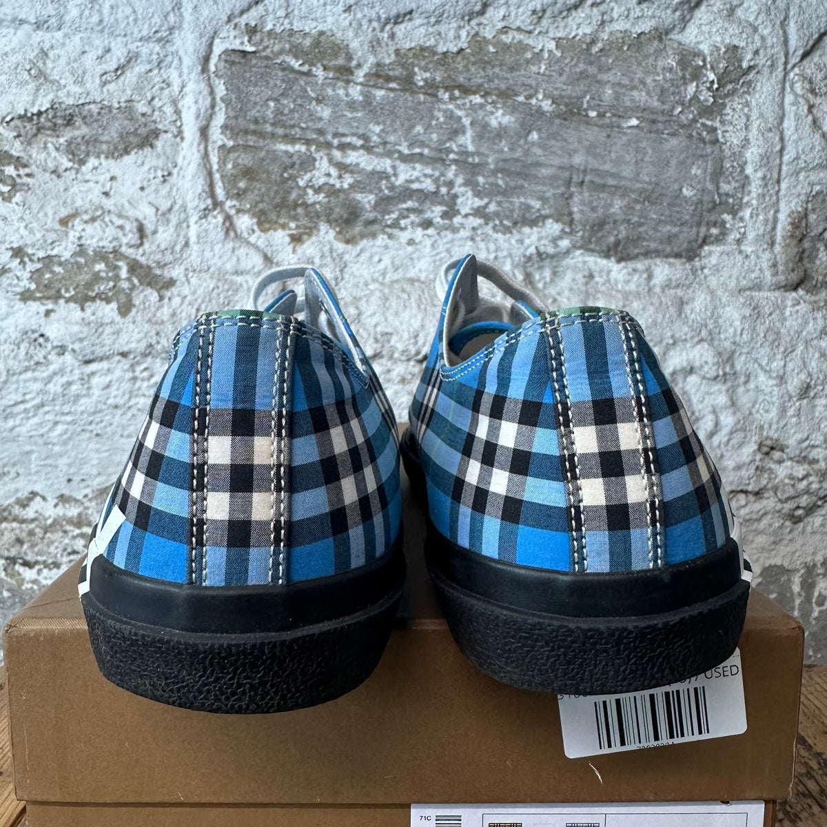Burberry Larkhall Spellout Blue Plaid Sneaker Sz 10 (43)