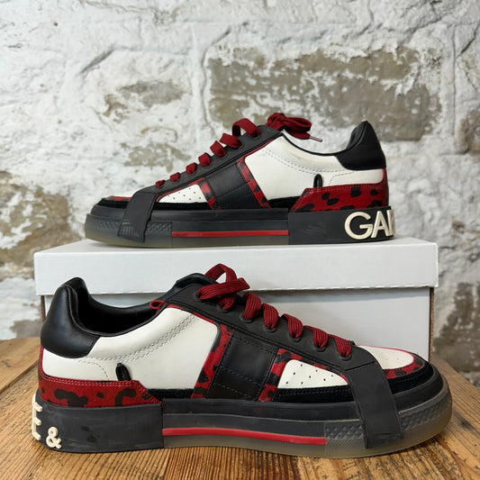 Dolce Gabbanna Red White Black Portofino Sneaker Sz 10.5