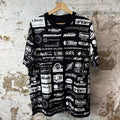 Louis Vuitton White AOP Logos Black T-Shirt Sz XL