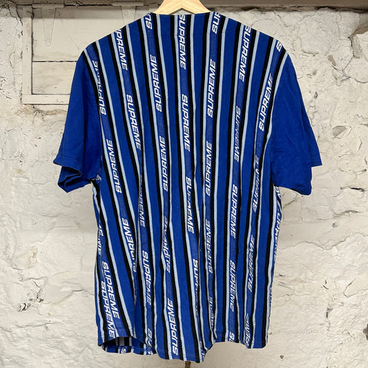Supreme Blue Striped Baseball Jersey Sz M