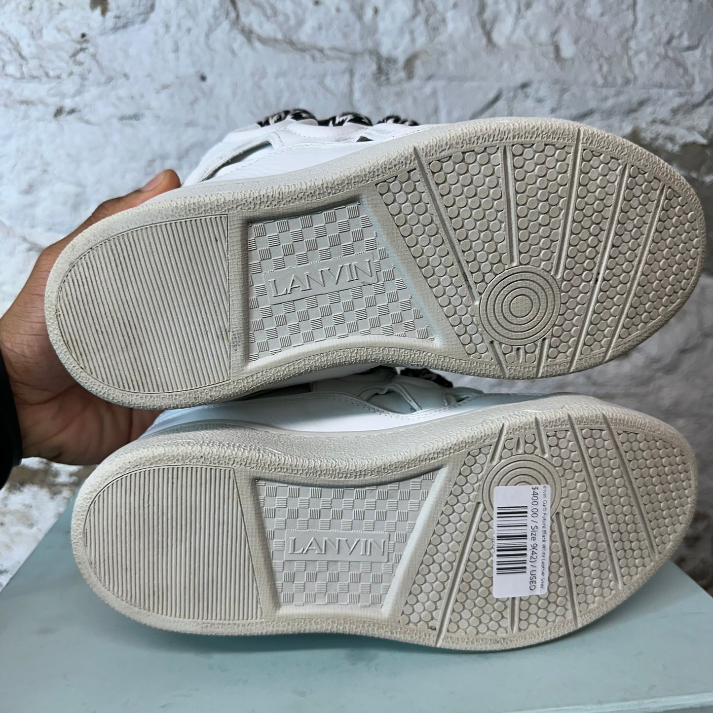 Lanvin Curb Future Black White Leather Sneaker Sz 9 (42)
