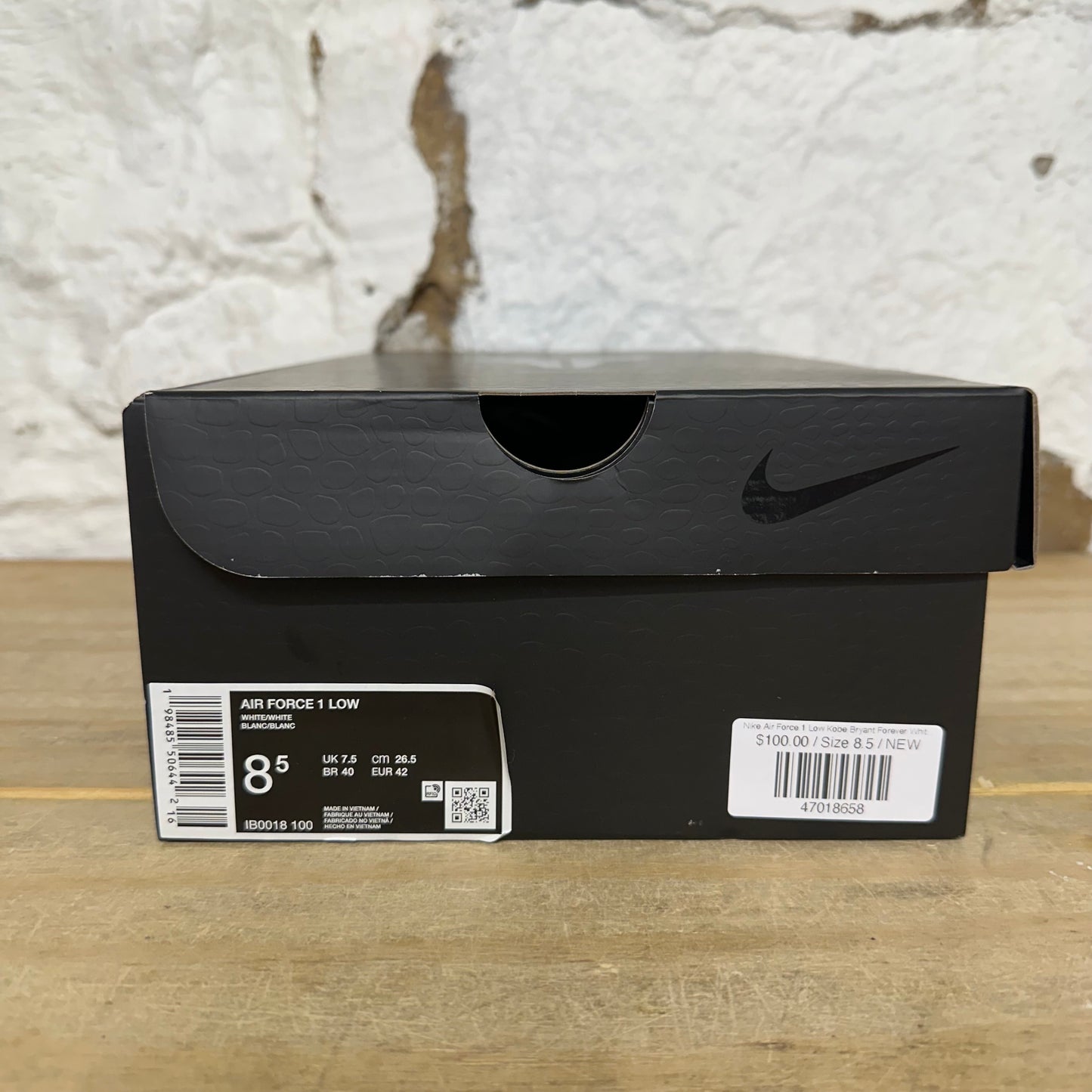Nike Air Force 1 Low Kobe Bryant Forever White Sz 8.5 DS