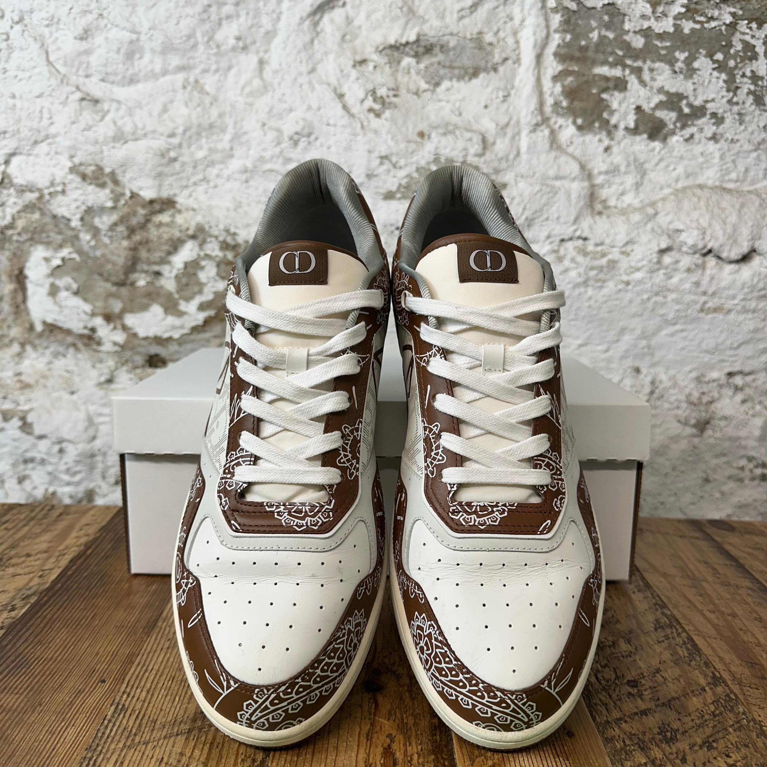 Christian Dior ホワイト ネイビー ブラウン ペイズリー Dior B27 Low Brown Paisley White Sneaker Sz 15 (48) – The Gallery
