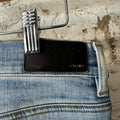 Amiri Black Old English Spell Blue Denim Jeans Sz 33