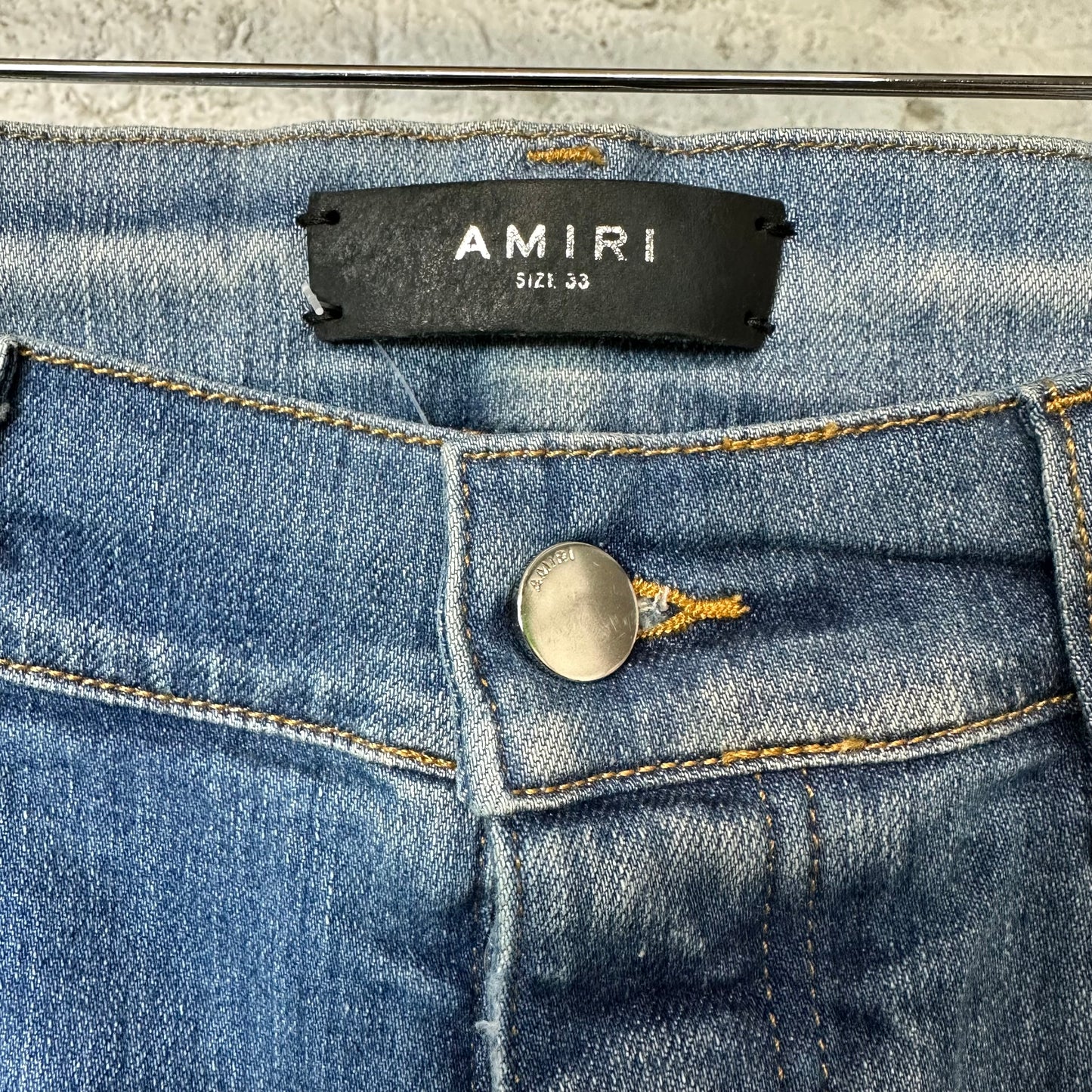 Amiri Plain Blue Honeycomb Denim Jeans Sz 33