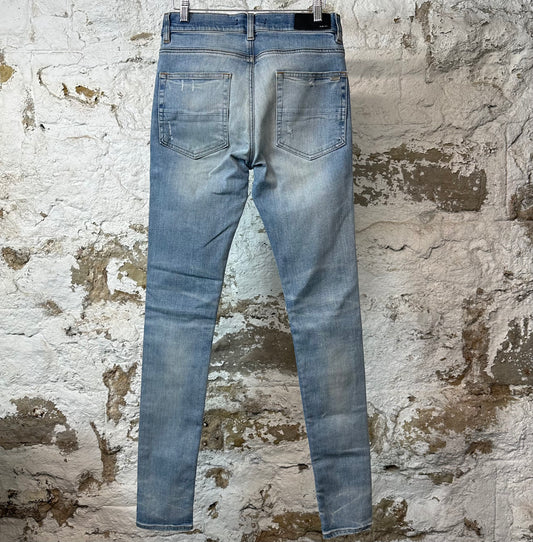 Amiri MX1 Cream Suede Blue Denim Jeans Sz 29
