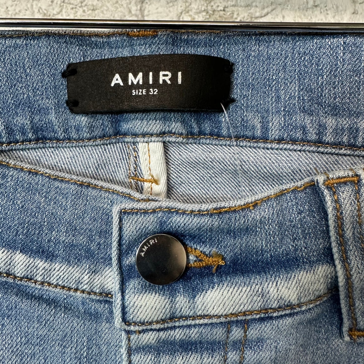 Amiri MX1 Green Paisley Light Blue Denim Jeans Sz 32