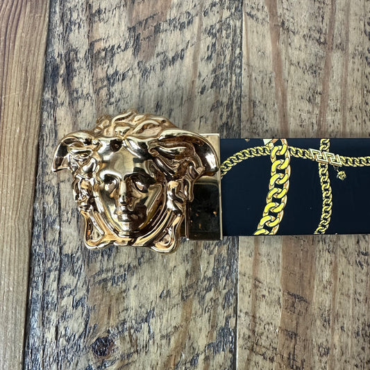 Versace La Medusa Chain Print Black Belt Sz (100/40)