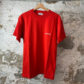 Balenciaga White Embroidered Spellout Red T-Shirt Sz S