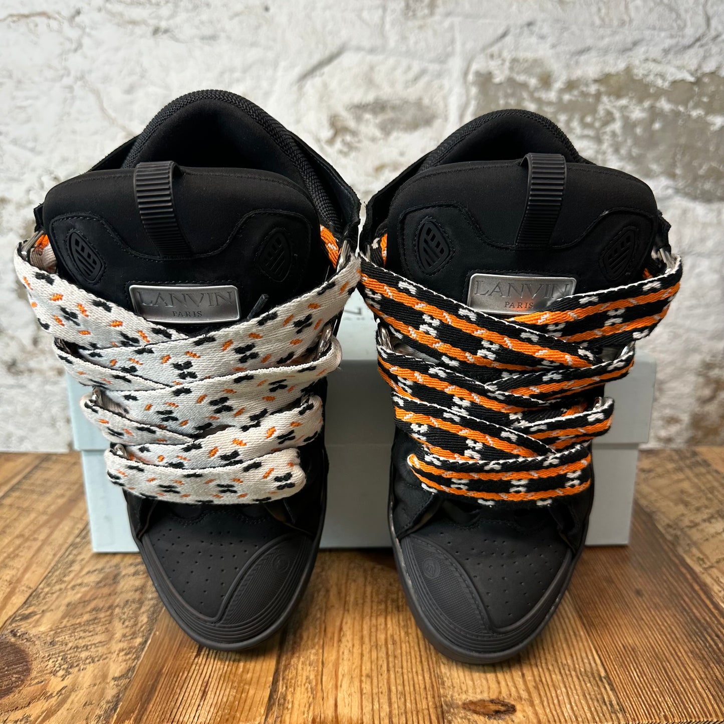 Lanvin Curb Orange White Lace Black Sneaker Sz 10 (43)