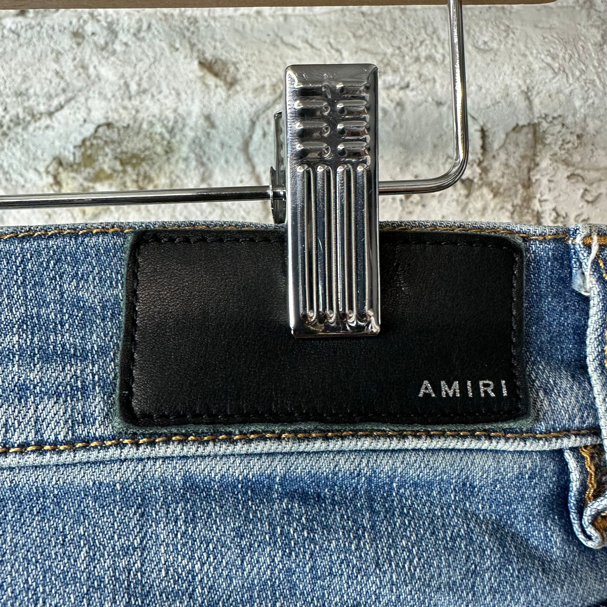 Amiri Distressed Side Spell Blue Denim Jeans Sz 30