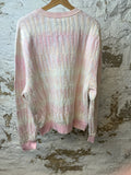 Amiri Pink AOP Spell Knit Crewneck Sz XL