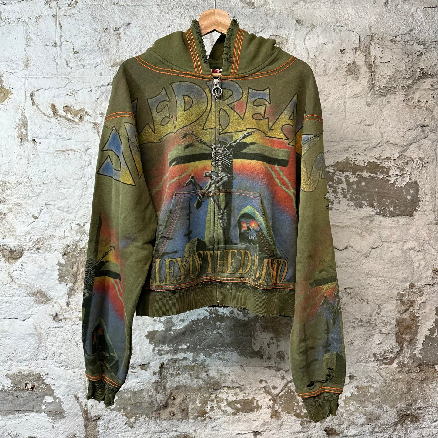 Vale Damned Big Zip Up Olive Hoodie