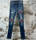 Amiri MX1 Bordeaux Suede Dark Blue Denim Jeans Sz 29
