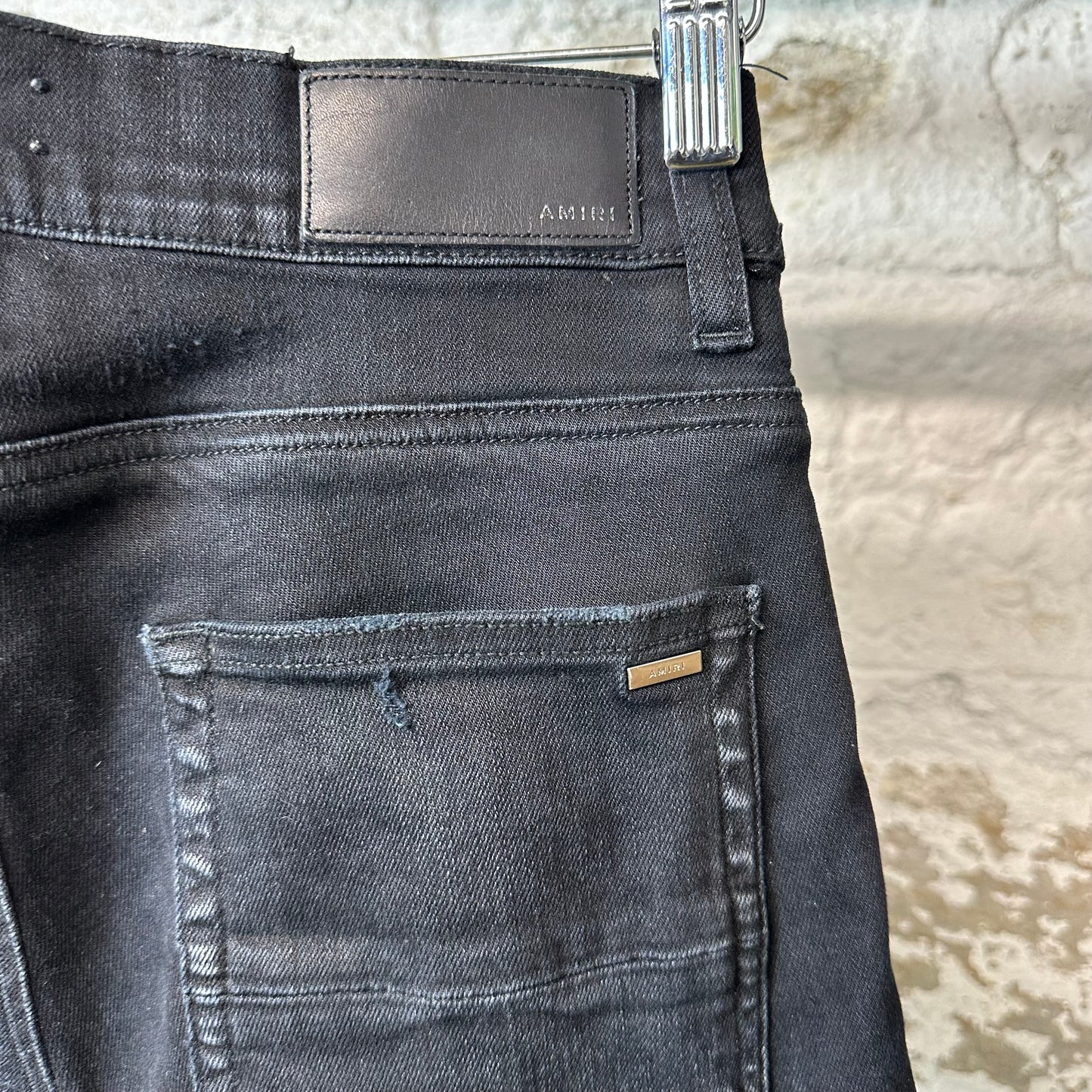 Amiri MX2 White Leather Black Denim Jeans Sz 28