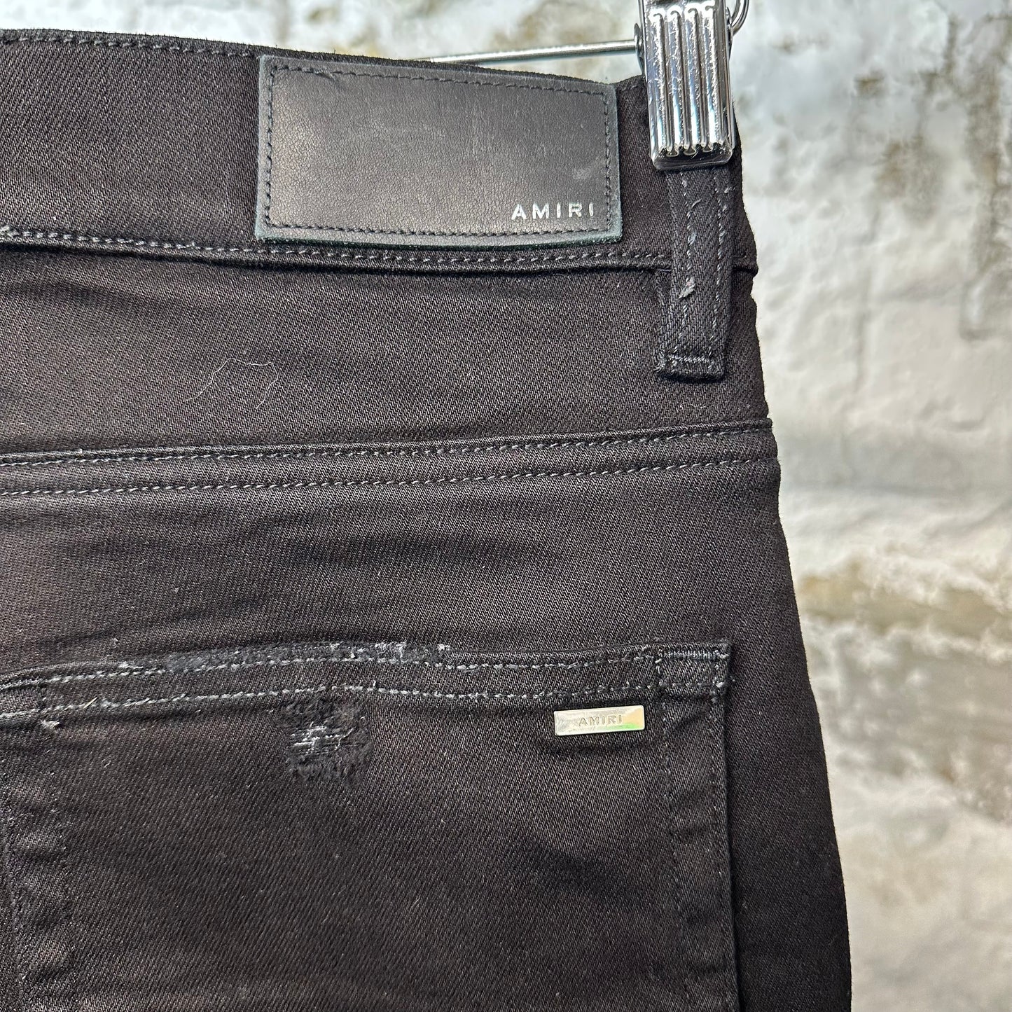 Amiri MX1 Gold Patch Black Denim Jeans Sz 34