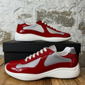 Prada Americas Cup Red Patent Grey White Sneaker Sz 11 DS