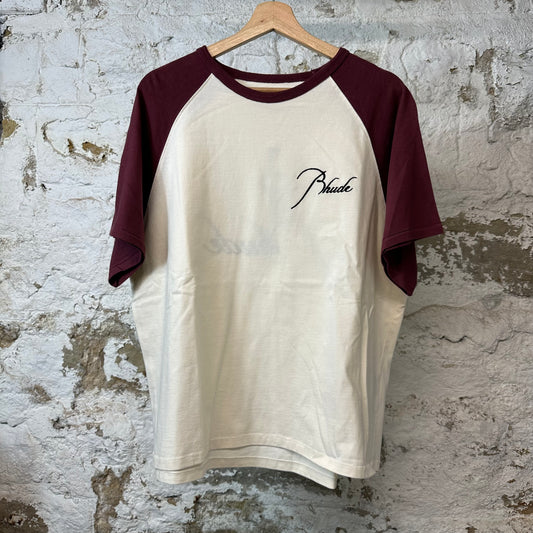 Rhude Maroon White Raglan T-shirt Sz S