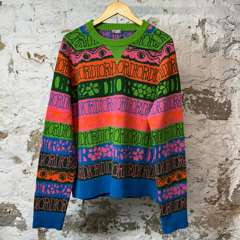 Christian Dior Stussy Multicolor Striped Wool Sweater Sz 3XL (XL) DS