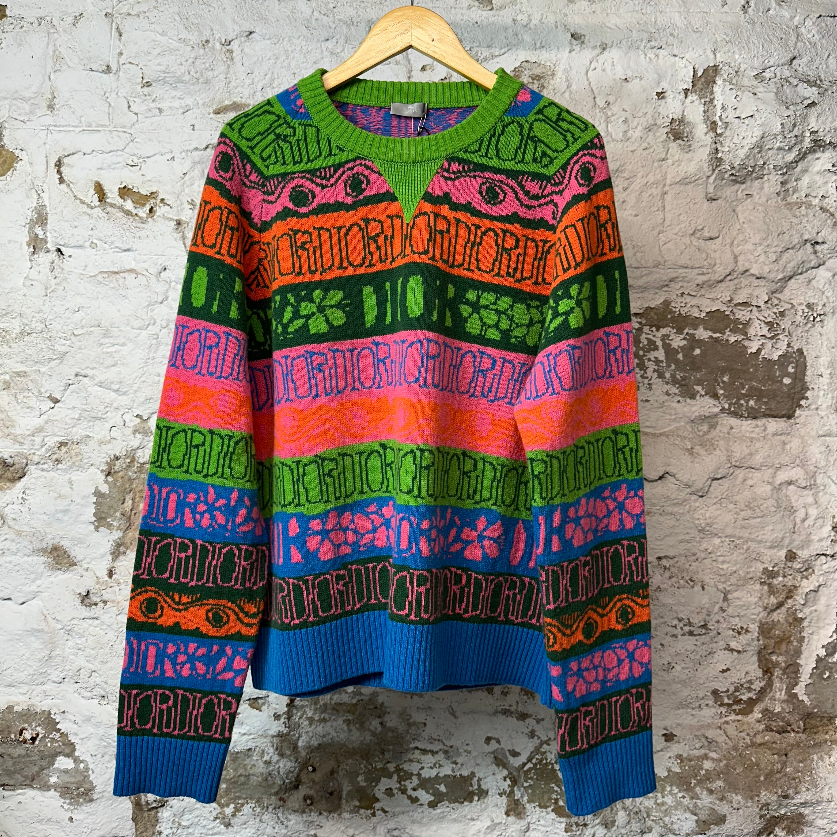 Christian Dior Stussy Multicolor Striped Wool Sweater Sz 3XL (XL) DS