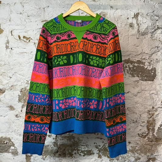 Christian Dior Stussy Multicolor Striped Wool Sweater Sz 3XL (XL) DS
