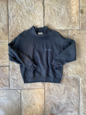 Essentials Jet Black Mock Neck Sweater Sz S