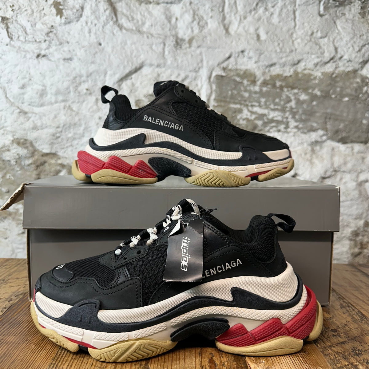 Balenciaga Triple S Black White Red Sneaker Sz 5 (37)