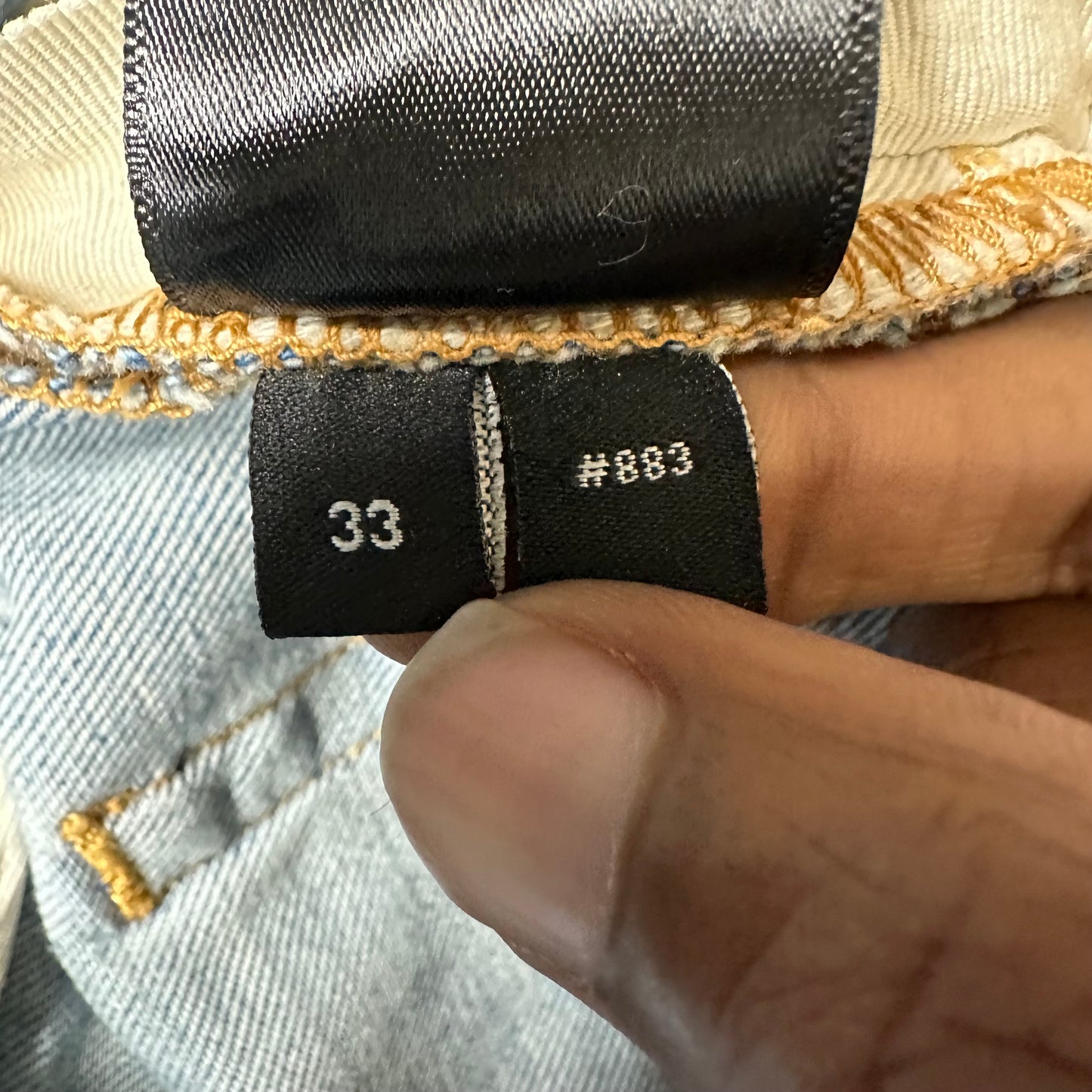 Amiri MX1 Marble Patch Blue Denim Jeans Sz 33