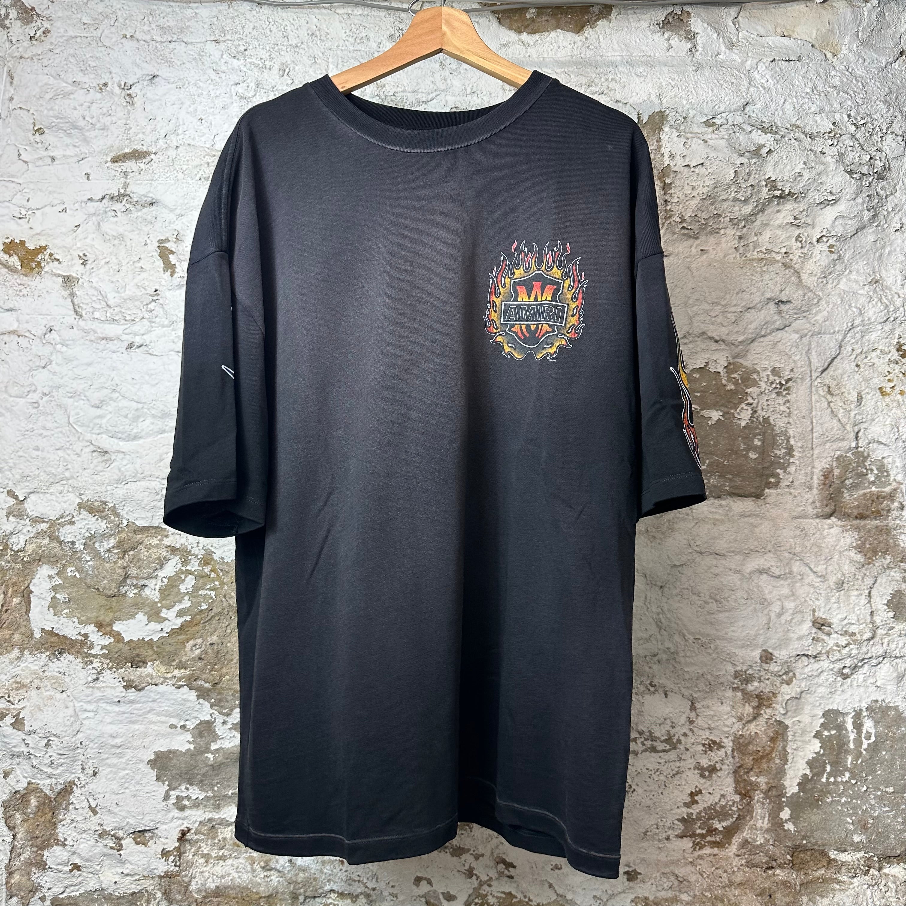 Amiri Vintage Flame Logo Black T-Shirt Sz L