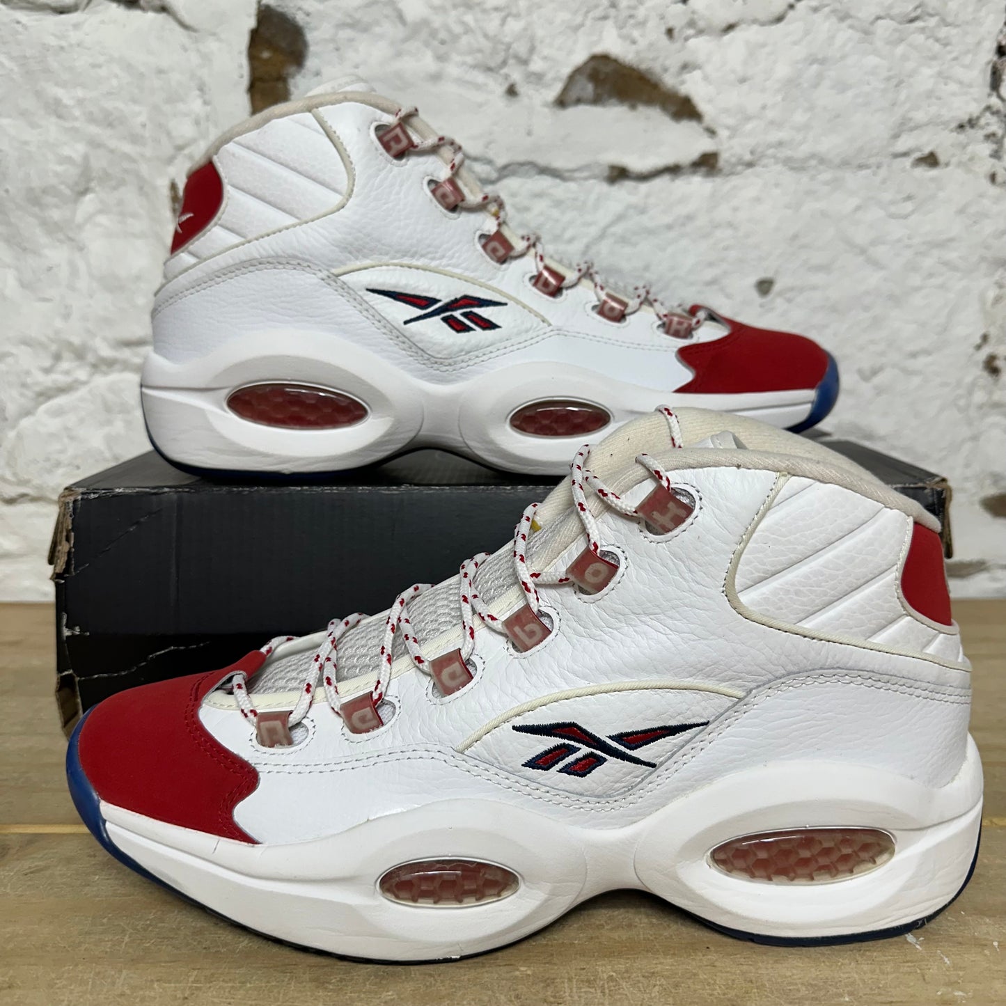 Reebok Question Mid Red Toe 75th Anniversary Sz 10.5