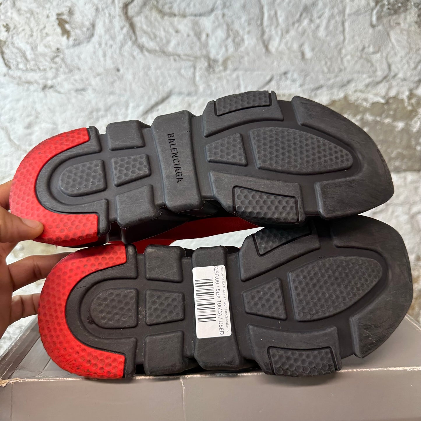 Balenciaga Sock Runner Red Black Sneaker Sz 10 (43)
